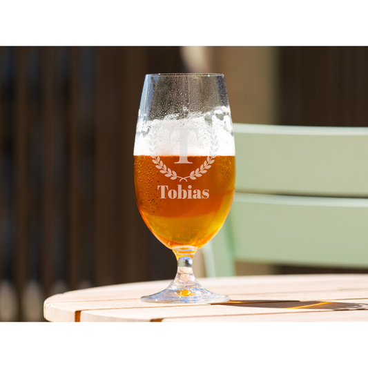Personligt Spiegelau Ölglas med Gravyr - Bokstav, Namn & Krans