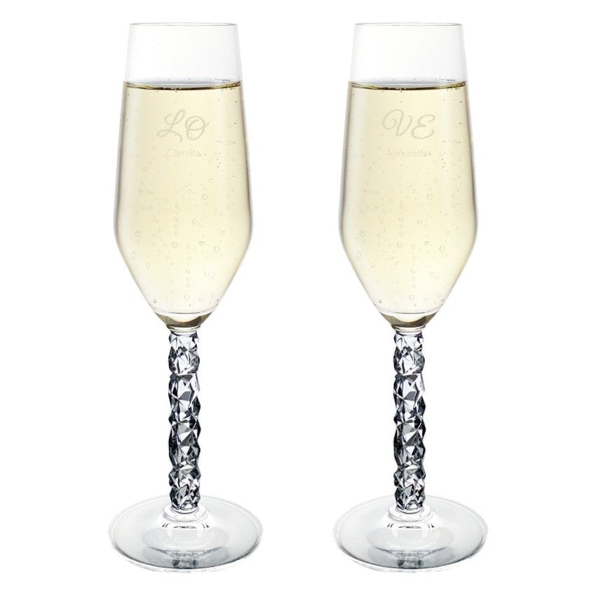 Carat champagneglas med gravyr - LOVE, 2-pack